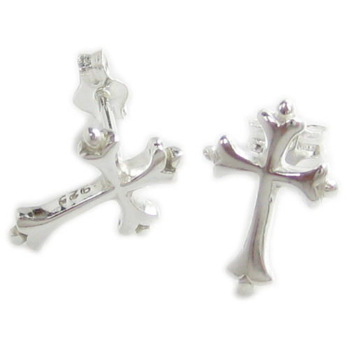 Cross sterling silver stud earrings .925 x 1 pair crosses studs
