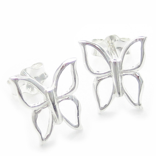 Butterfly sterling silver stud earrings .925 x 1 pair Butterflies