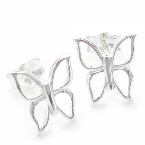 Butterfly sterling silver stud earrings .925 pair Butterflies
