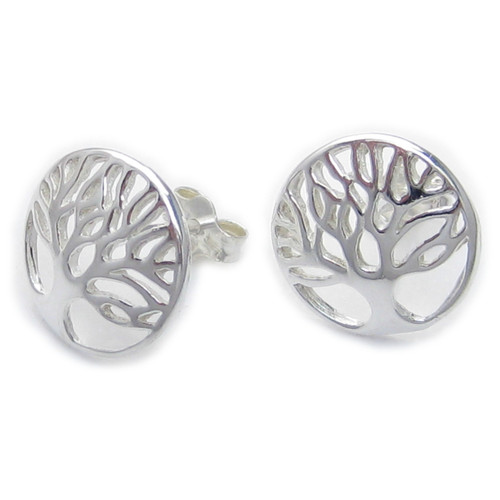 Tree of Life sterling silver stud earrings .925 x 1 Trees Studs