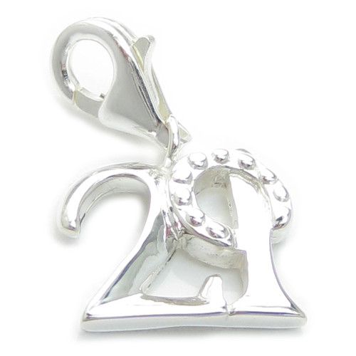 21st Birthday sterling silver charm .925 x 1 Celebration charms