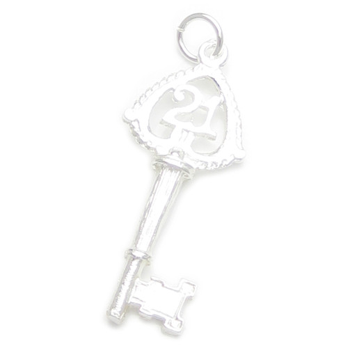 21st Birthday Key sterling silver charm .925x1 Birthdays 21 Keys charms