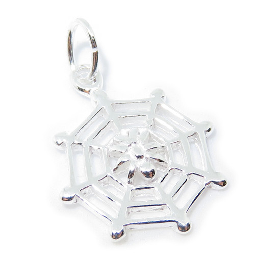 Spider on Web Small sterling silver charm .925 x 1 Spiders charms
