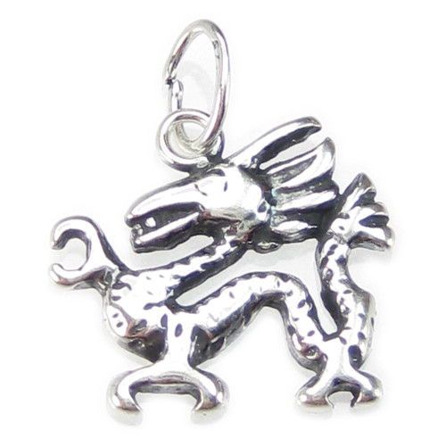 Chinese Dragon 2D sterling silver charm .925 x 1 Lucky Dragons charms