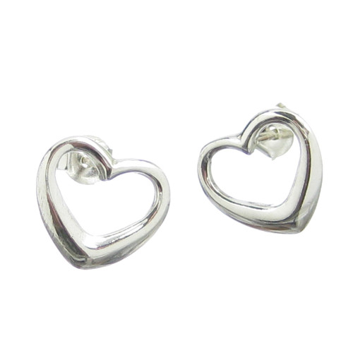 Heart sterling silver stud earrings .925 x 1 pair hearts studs EU264680