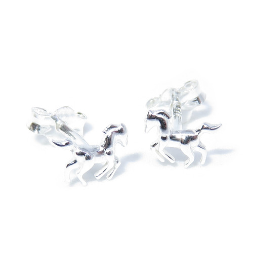 TINY Horse sterling silver stud earrings .925 x 1 pair horses studs