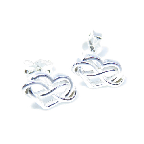 TINY Infinity Heart sterling silver stud earrings .925 pair studs