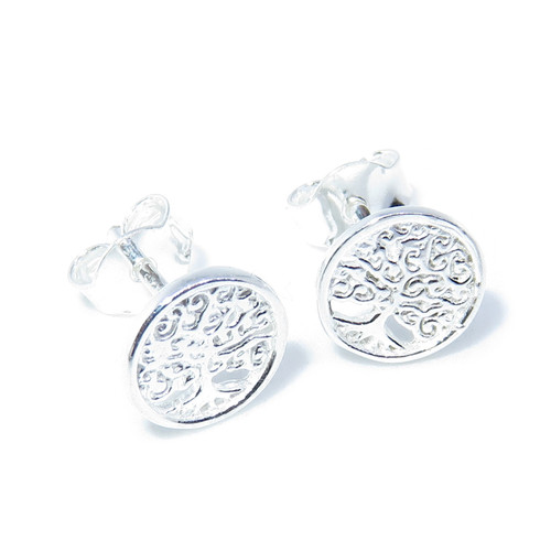TINY Tree Of Life sterling silver stud earrings .925 pair studs