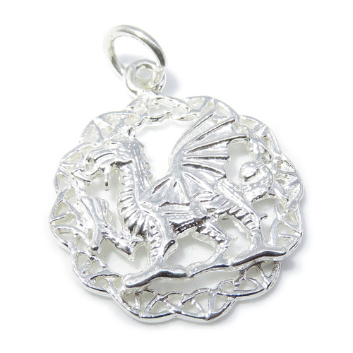 Dragon sterling silver charm - pendant .925 x 1 Welsh Dragons charms