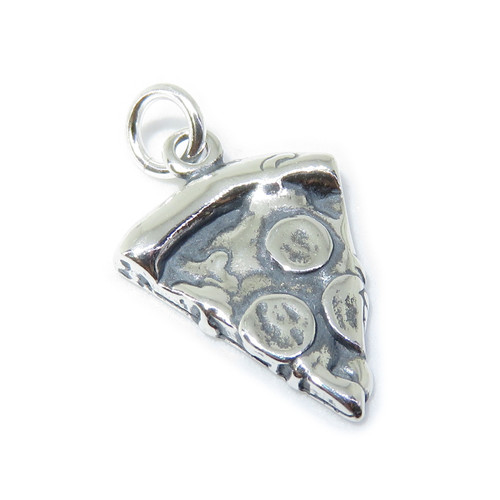 Pizza Slice sterling silver charm .925 x 1 Pitza Piza slices charms