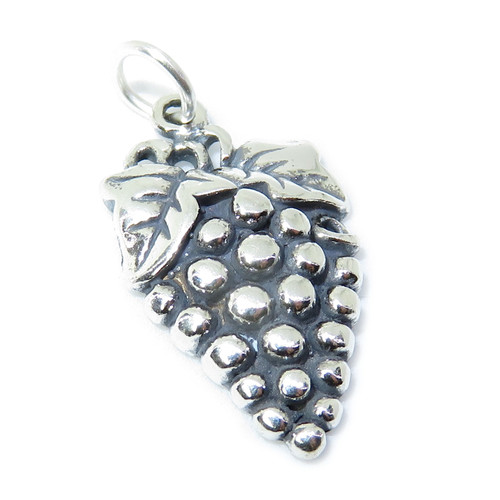 Grapes sterling silver 2D charm .925 x 1 Bunch of Grapes charms