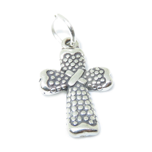SMALL patterned cross sterling silver charm pendant .925 x 1 crosses