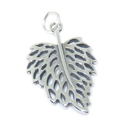 Leaf sterling silver charm .925 x 1 Trees & leaves charms F1