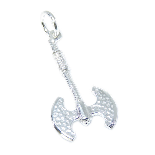 Double Headed Axe sterling silver charm .925 x 1 Axes charms