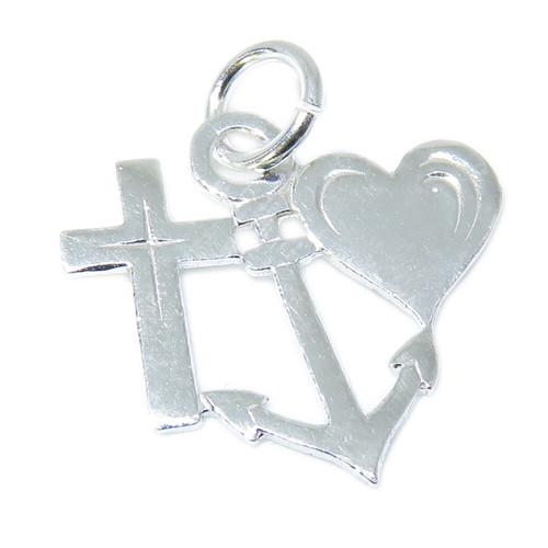 Faith Hope and Charity sterling silver charm .925 x 1 Caring charms