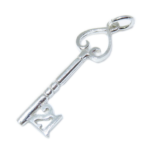 21st Birthday Key sterling silver charm .925 Twenty First charms