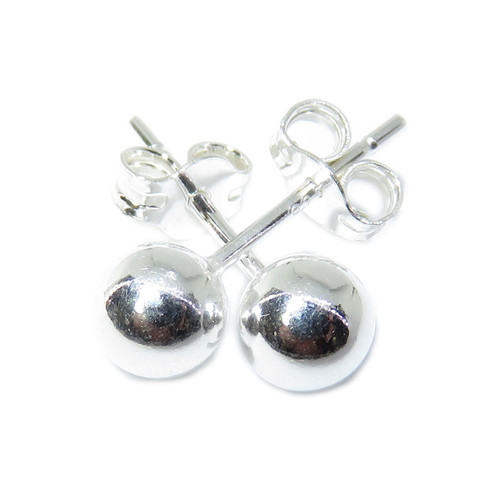 5mm sterling silver ball stud earrings .925 x 1 pair bead studs