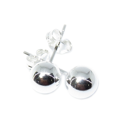 6mm sterling silver ball stud earrings .925 x 1 pair bead studs