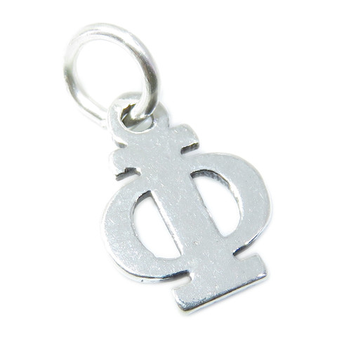 Phi Greek Alphabet sterling silver charm .925 x 1 Symbols PHI charms