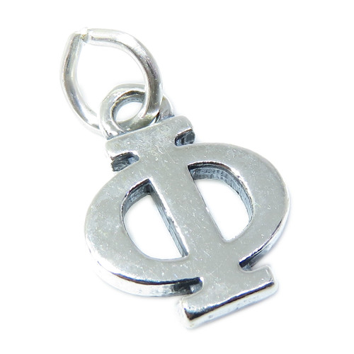 Phi Greek Alphabet sterling silver charm .925 x 1 Symbols PHI charms K