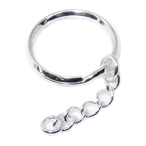 26mm Keyring with chain sterling silver fitting .925 x1 Key ring