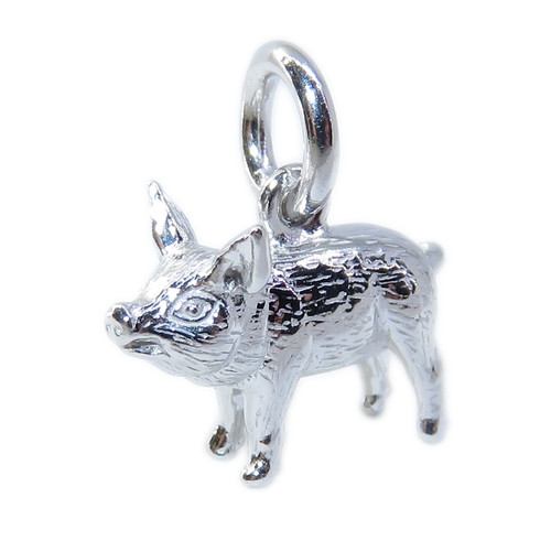 Pig SMALL sterling silver charm .925 x 1 Piggies pigs charms