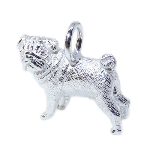 Pug dog sterling silver pendant .925 Pugs dogs pendants