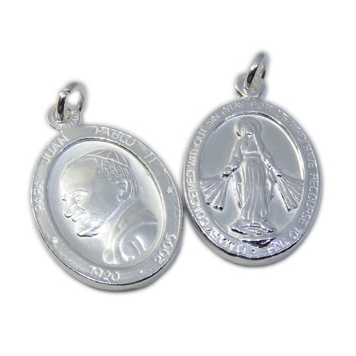 Pope & Madonna double sided sterling silver charm .925 Holy charms