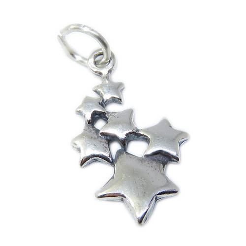 Stars sterling silver 2D charm .925 x 1 Space & Star charms