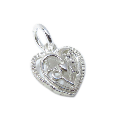 TINY Love Heart charm sterling silver charm .925 x 1 Loving charms