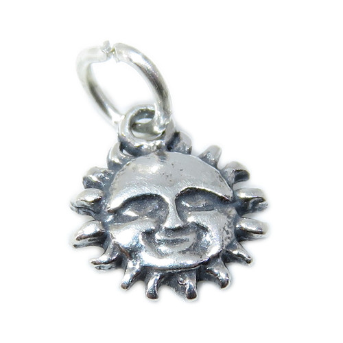 Sun face TINY sterling silver charm .925 x 1 Happy Weather charms