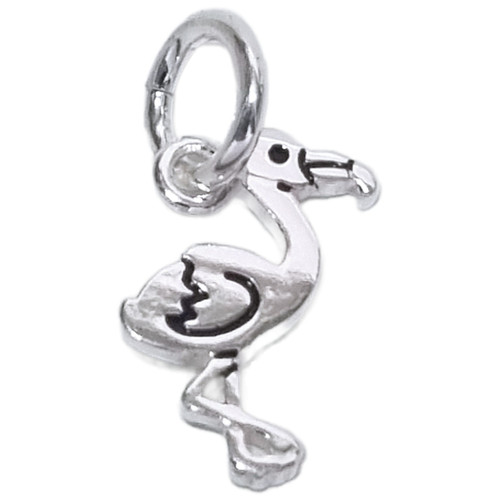 Apx 12mm Tiny Micro Flamingo sterling silver charm .925 TINY Flamingos charms