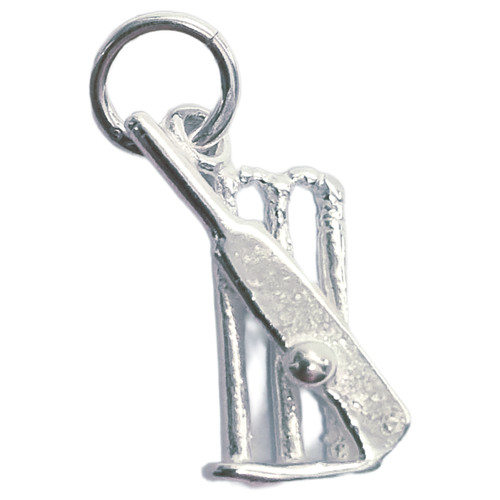 Cricket Bat Ball and wickets sterling silver charm .925 x 1 Cricketing charms