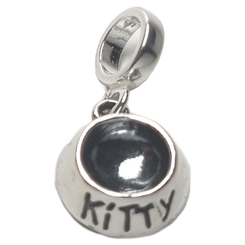 Kitty Bowl sterling silver bead charm .925 Cats Bowls beads charms