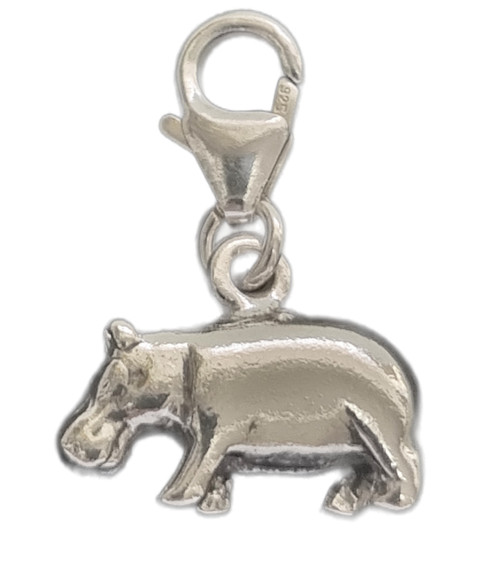 Hippopotamus sterling silver clip charm .925 Clip on hippos charms