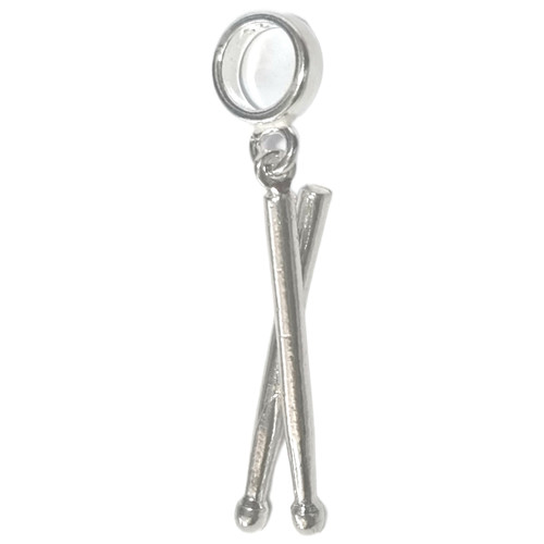 Drumsticks sterling silver bead charm .925 Drummer Drumming beads charms