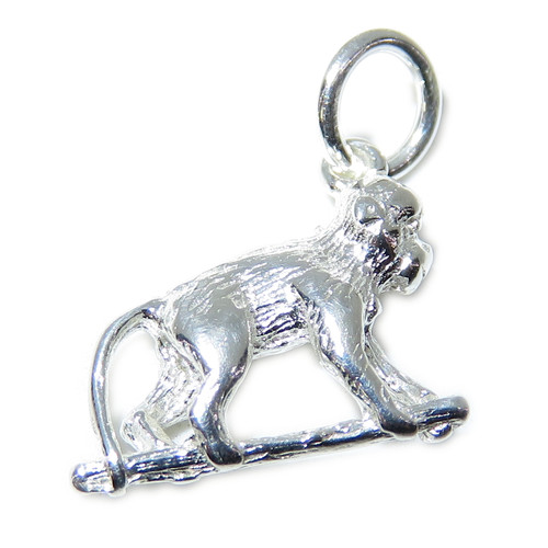 Monkey on branch sterling silver charm .925 Monkeys Climbing charms