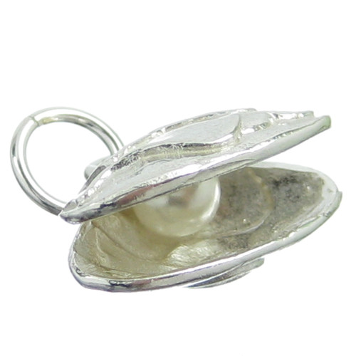 Oyster shell sterling silver charm .925 x 1 Oysters sea shells charms