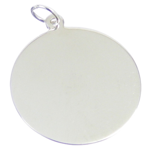 Disc apx 24mm Plain sterling silver charm pendant .925 Engravable