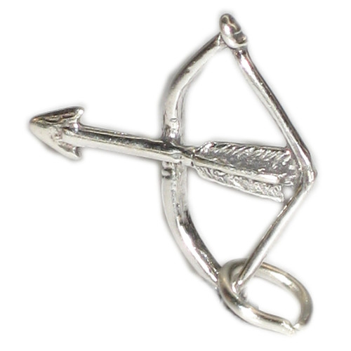 Bow and Arrow sterling silver charm .925 x 1 Bows Arrows Archery charms