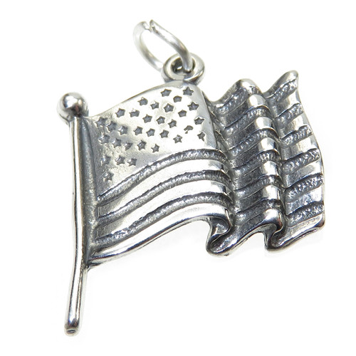 American Flag sterling silver charm .925 x 1 USA United States charms
