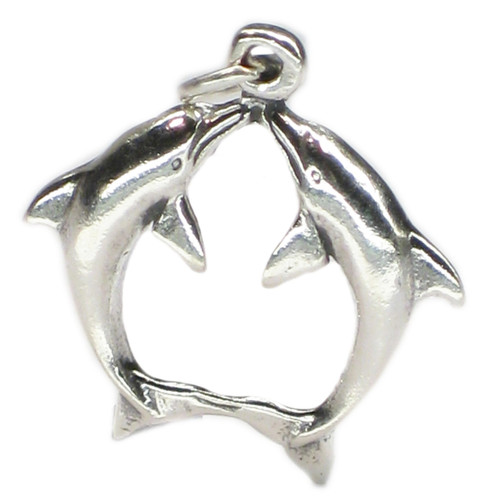 Dolphins Kissing sterling silver charm .925 x 1 Dolphin charms