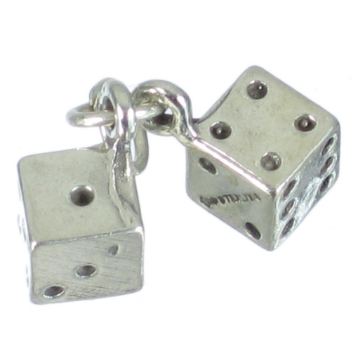 A pair of dice solid sterling silver charm .925 x 1 pair Die Dye charms