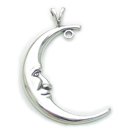 Man In The Moon sterling silver pendant .925 Moons pendants