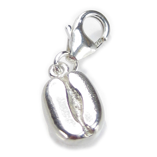 Coffee Bean sterling silver charm on 9mm clip .925x1 Drinks charms