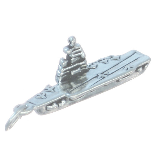 Aircraft Carrier sterlng silver charm .925 x1 Warship Battleship charms