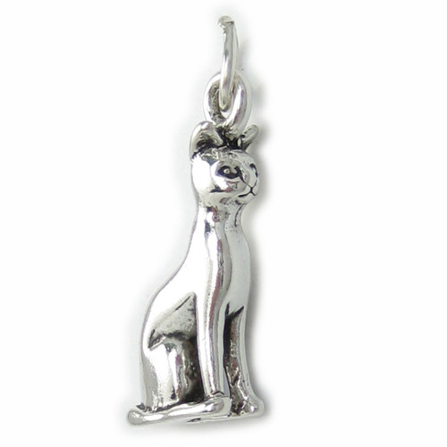 Sitting Cat sterling silver charm .925 x 1 Pussy Cats charms