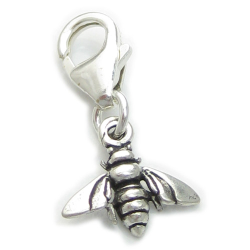 Bumble Bee Tiny sterling silver charm on 9mm clip .925 x1 Bees