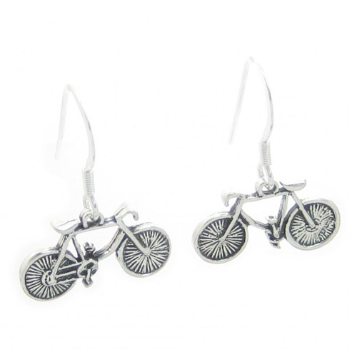 Bicycle earrings sterling silver .925 pair Bikes drops