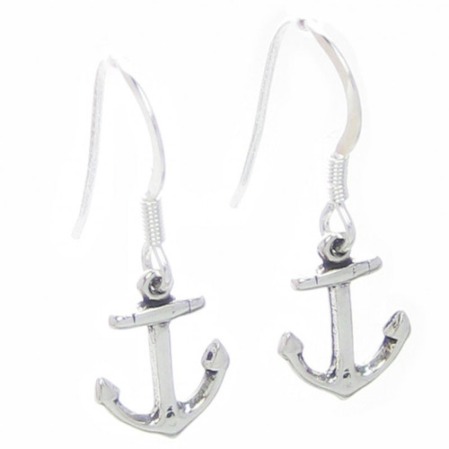 Anchor sterling silver drop earrings .925 x 1 pair anchors drops